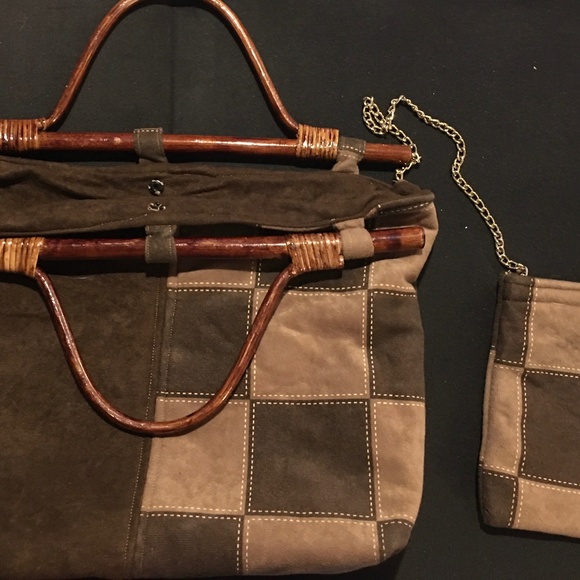 SUADE CHECKERED PURSE - Picture 1 of 4